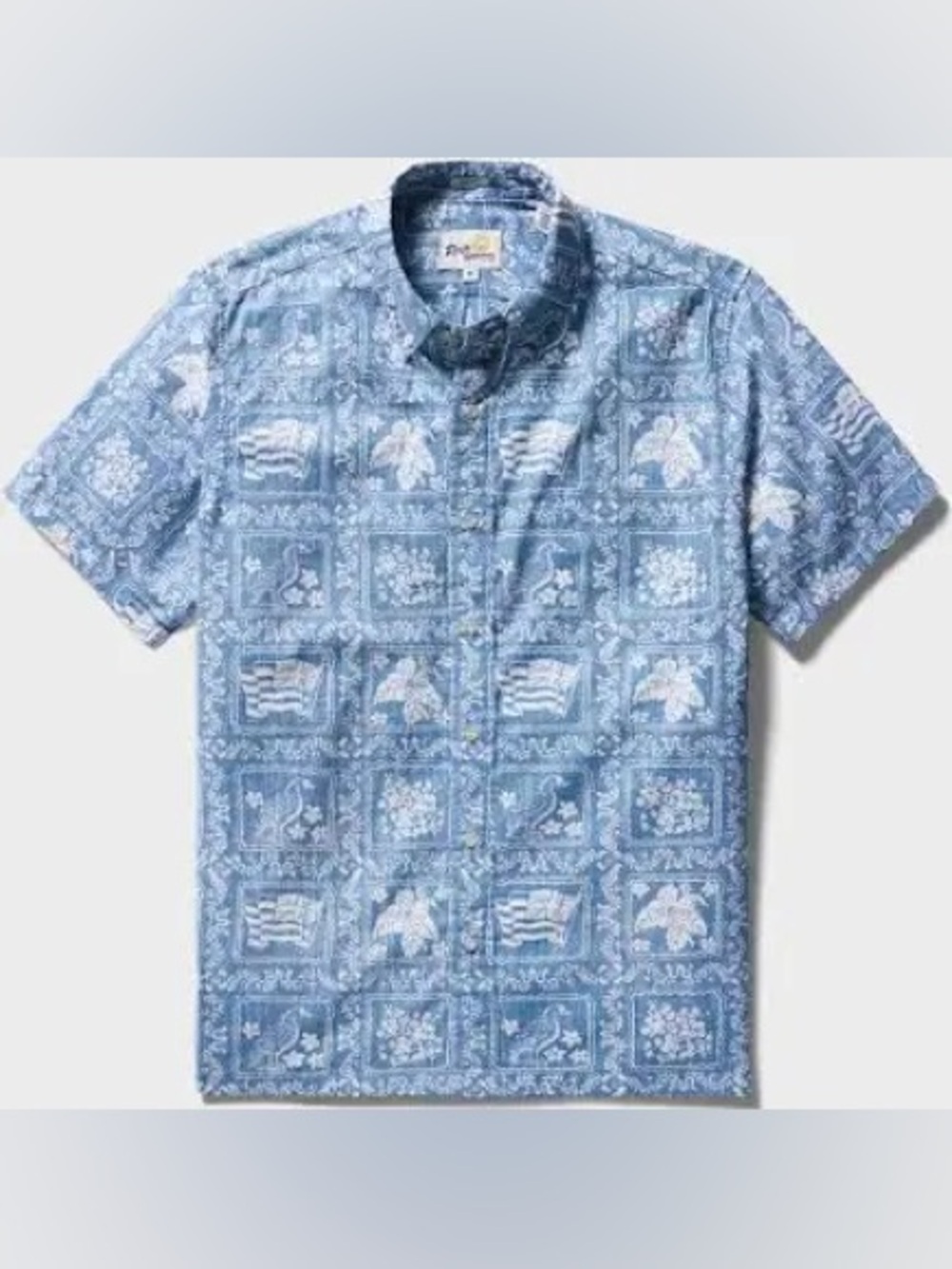 NWT Reyn Spooner Lahaina Sailor Hawaiian Shirt Blue Medium